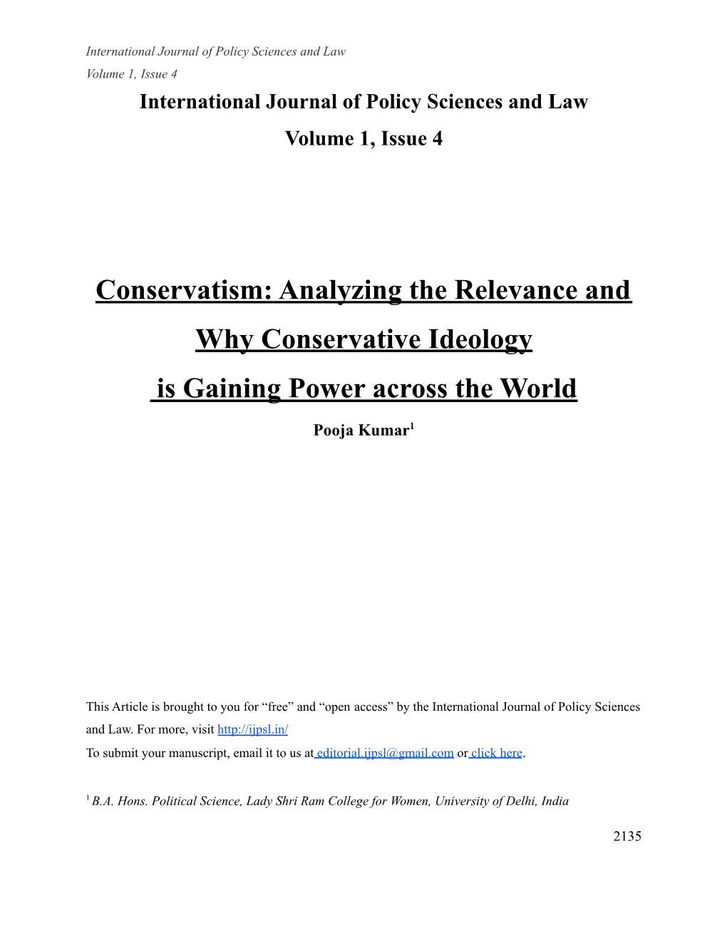 Conservatism: Analyzing the Relevance and Why Conservative Ideology Is Gaining Power Across the World