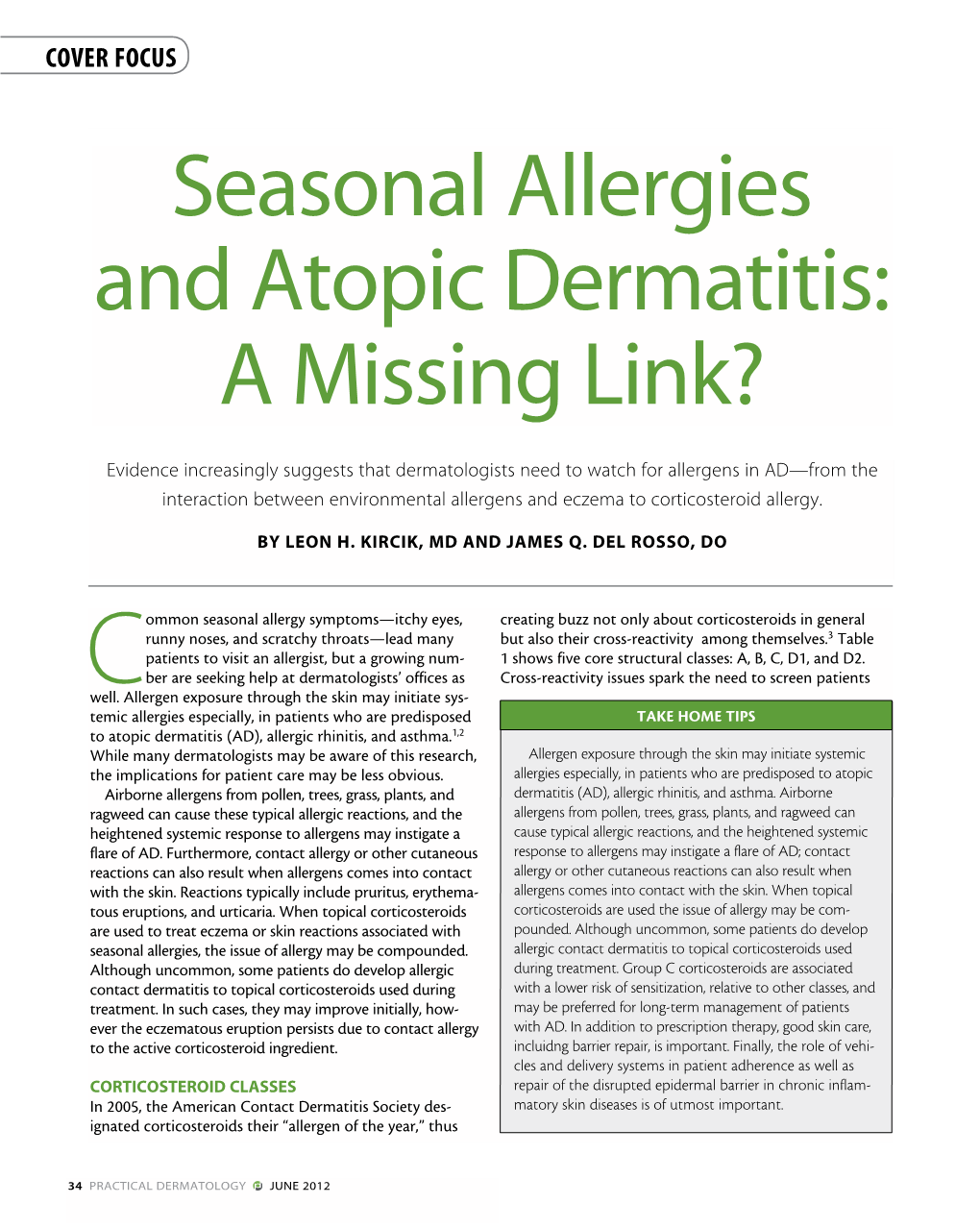 Seasonal Allergies and Atopic Dermatitis: a Missing Link?