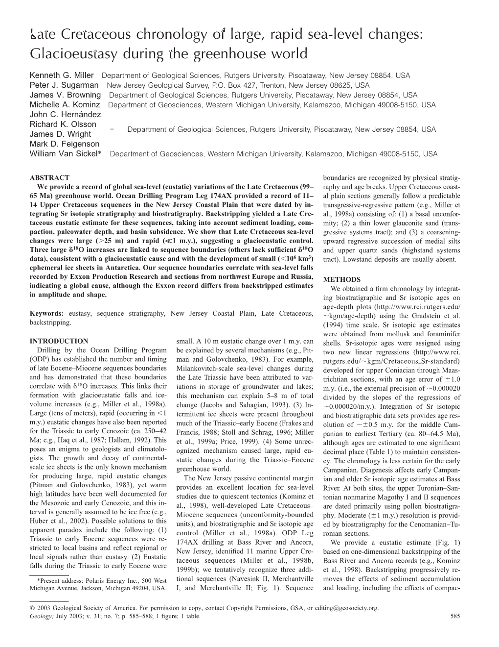 Late Cretaceous Chronology of Large, Rapid Sea-Level Changes: Glacioeustasy During the Greenhouse World