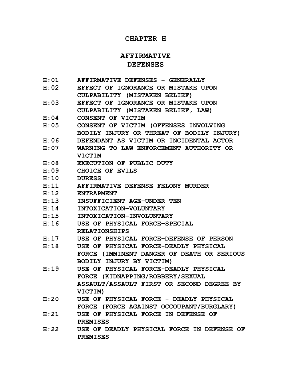 Chapter H Affirmative Defenses