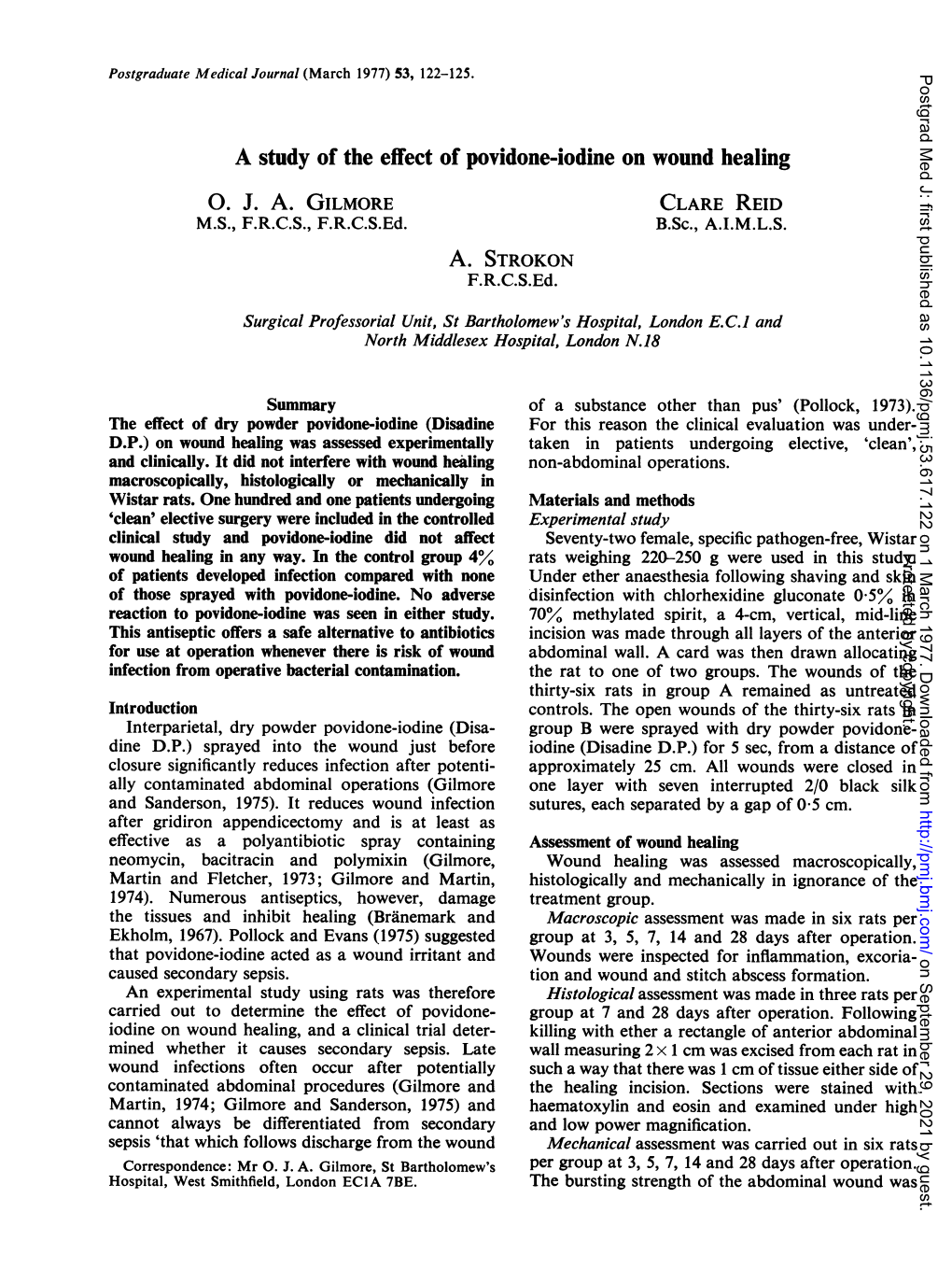 A Study of the Effect of Povidone-Iodine on Wound Healing 0