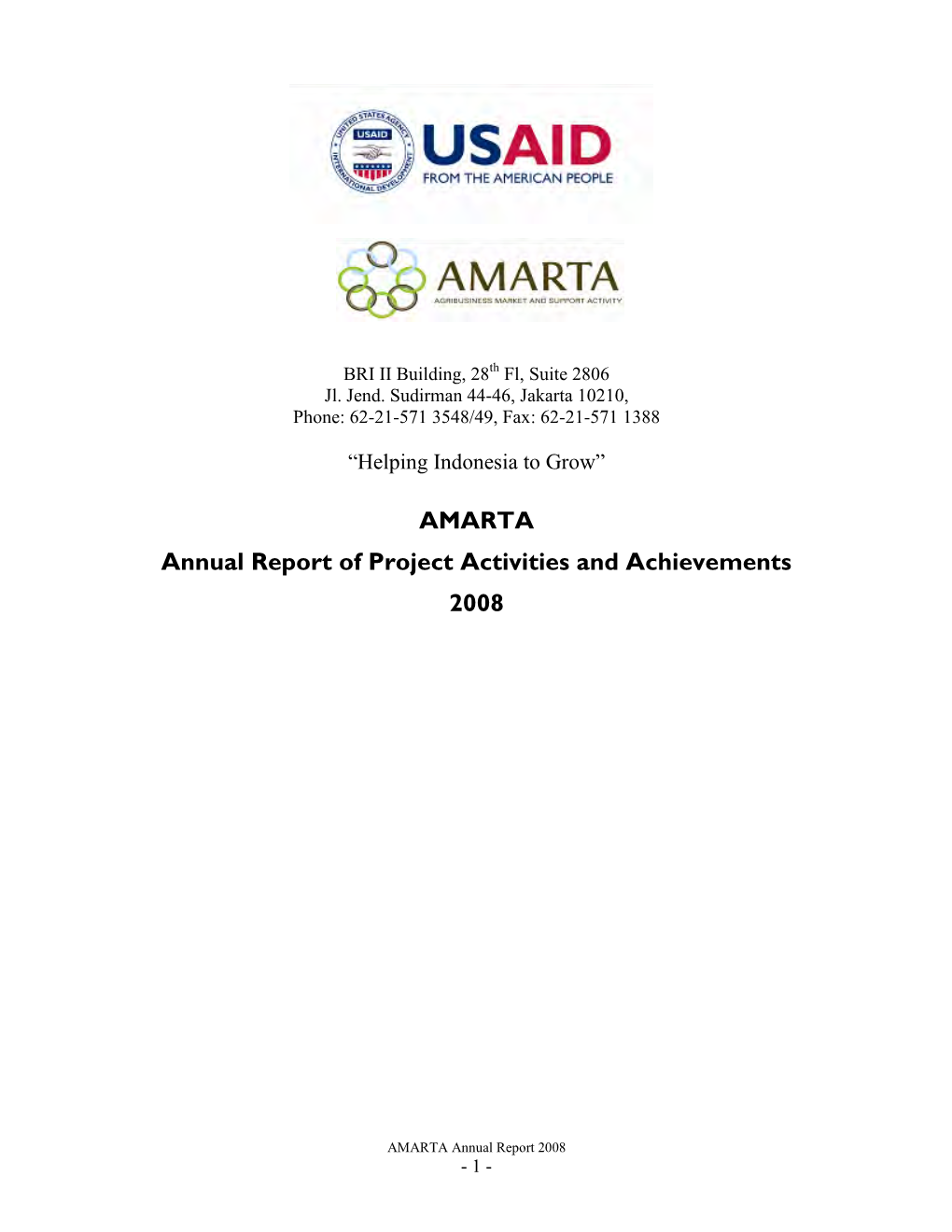 AMARTA Annual Report of Project Activities and Achievements 2008