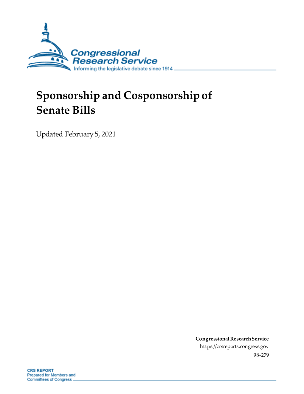 Sponsorship and Cosponsorship of Senate Bills