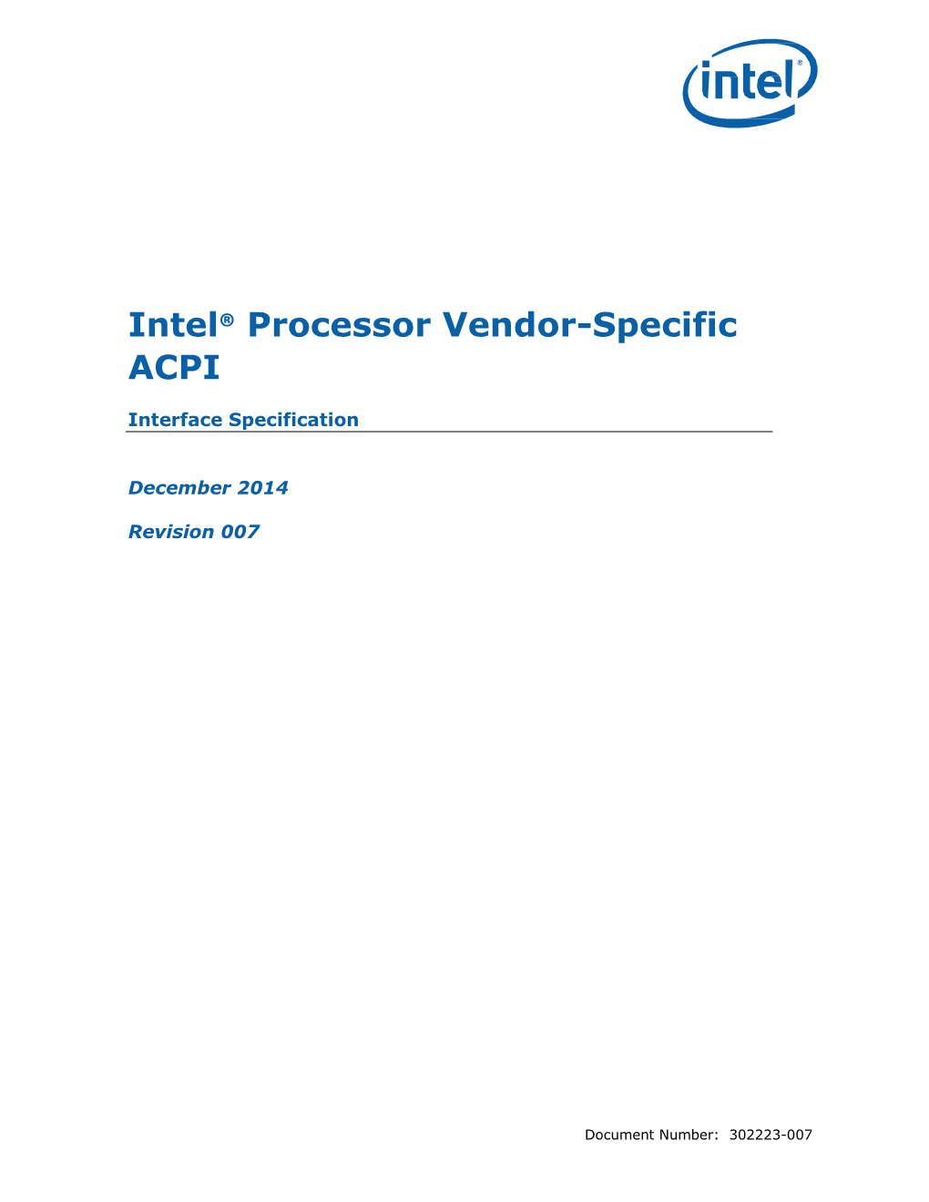 Intel® Processor Vendor-Specific ACPI Interface Specification