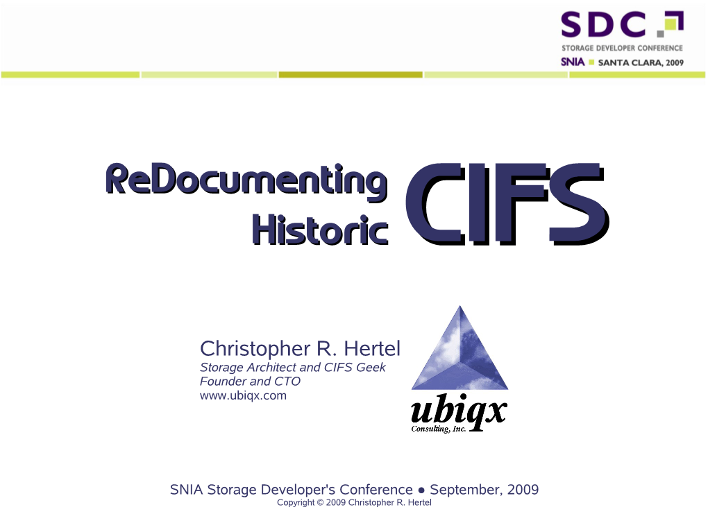 Redocumenting Historic CIFS