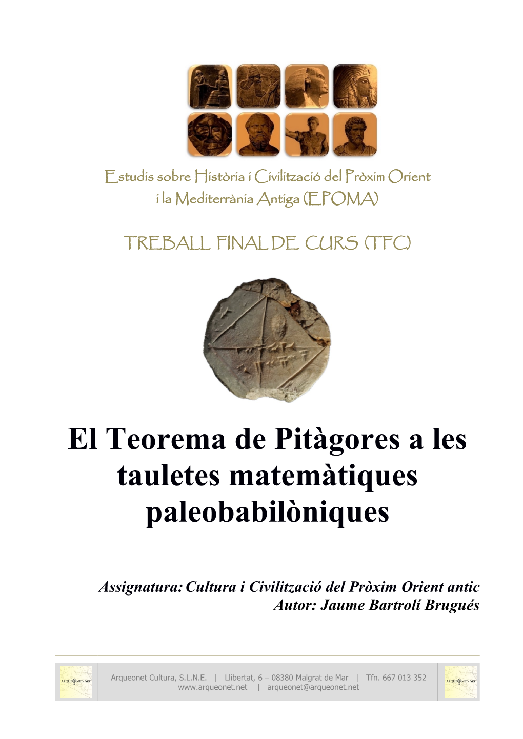 El Teorema De Pitàgores a Les Tauletes Matemàtiques Paleobabilòniques