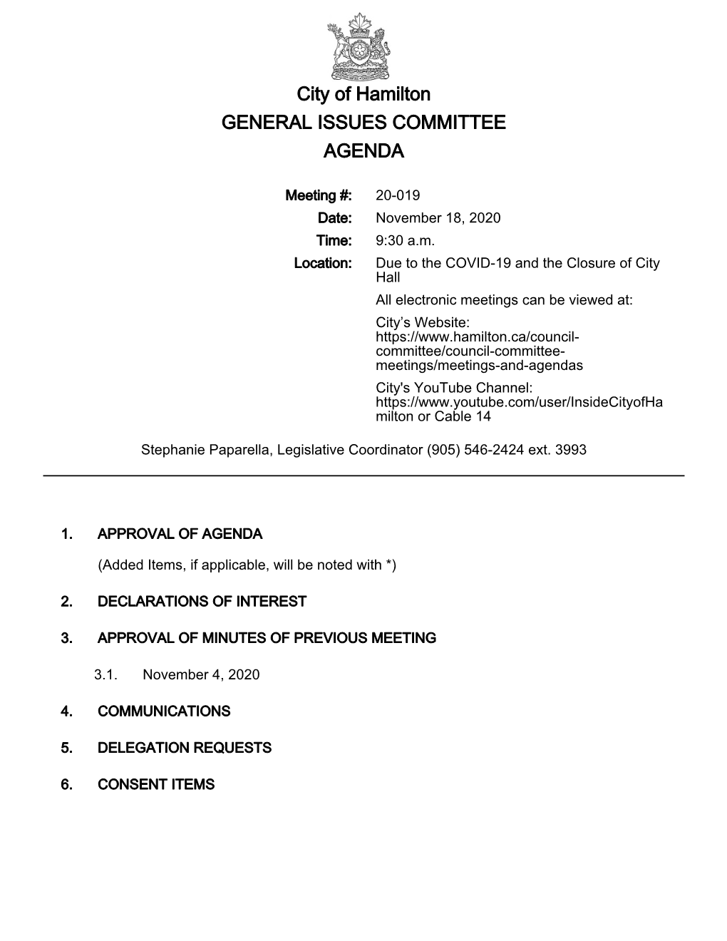 General Issues Committee Agenda Package