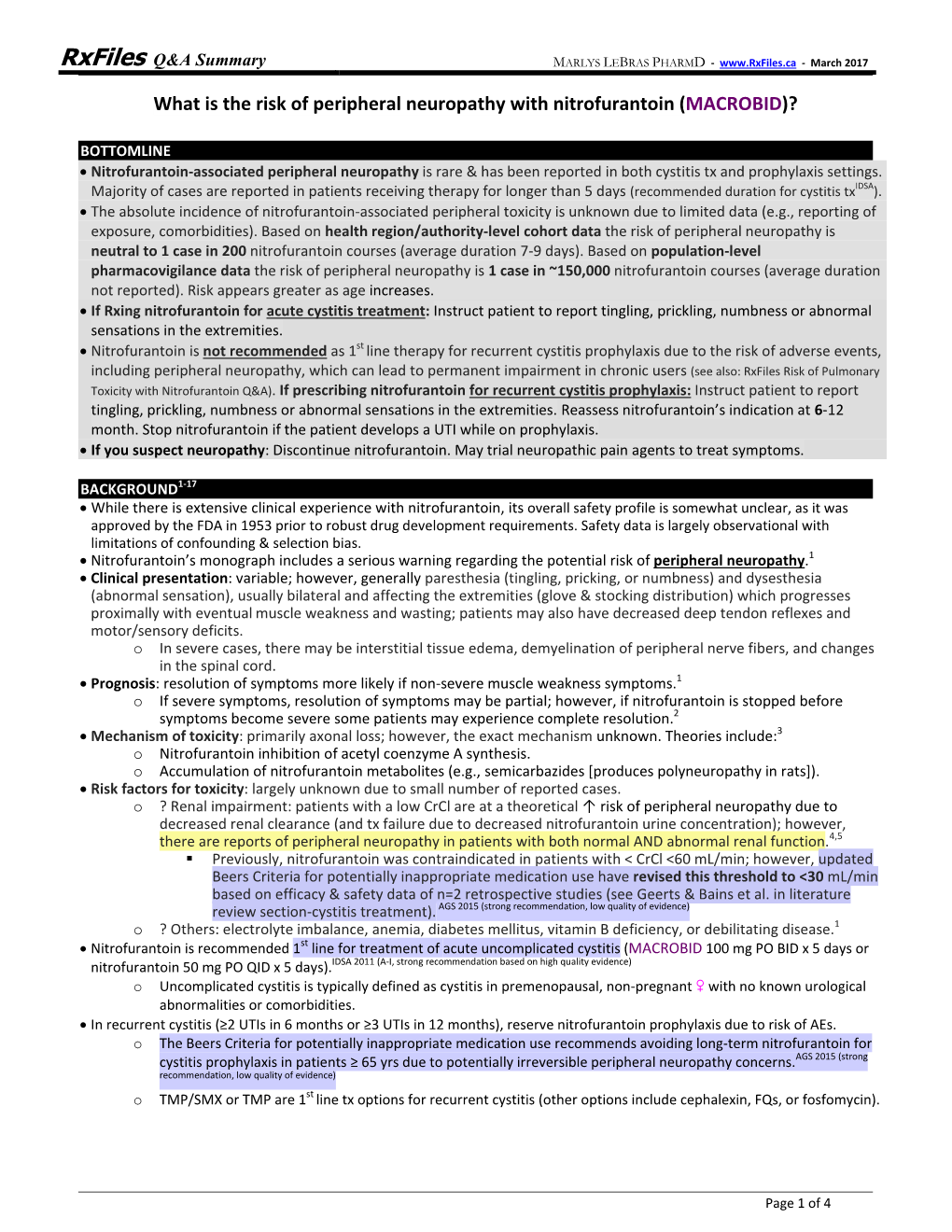 Nitrofurantoin Peripheral Neuropathy