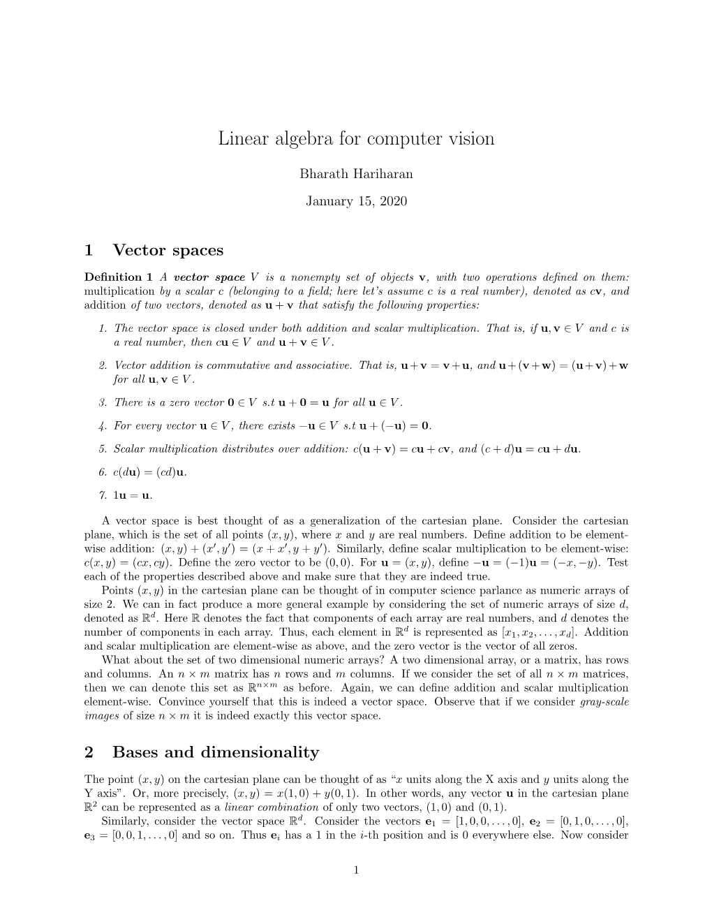 Linear Algebra for Computer Vision