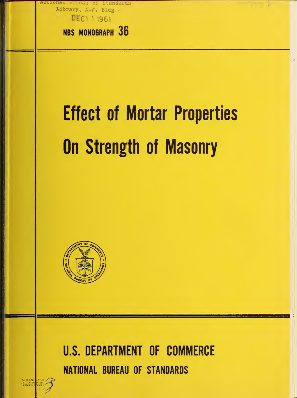 Effect of Mortar Properties on Strength of Masonry