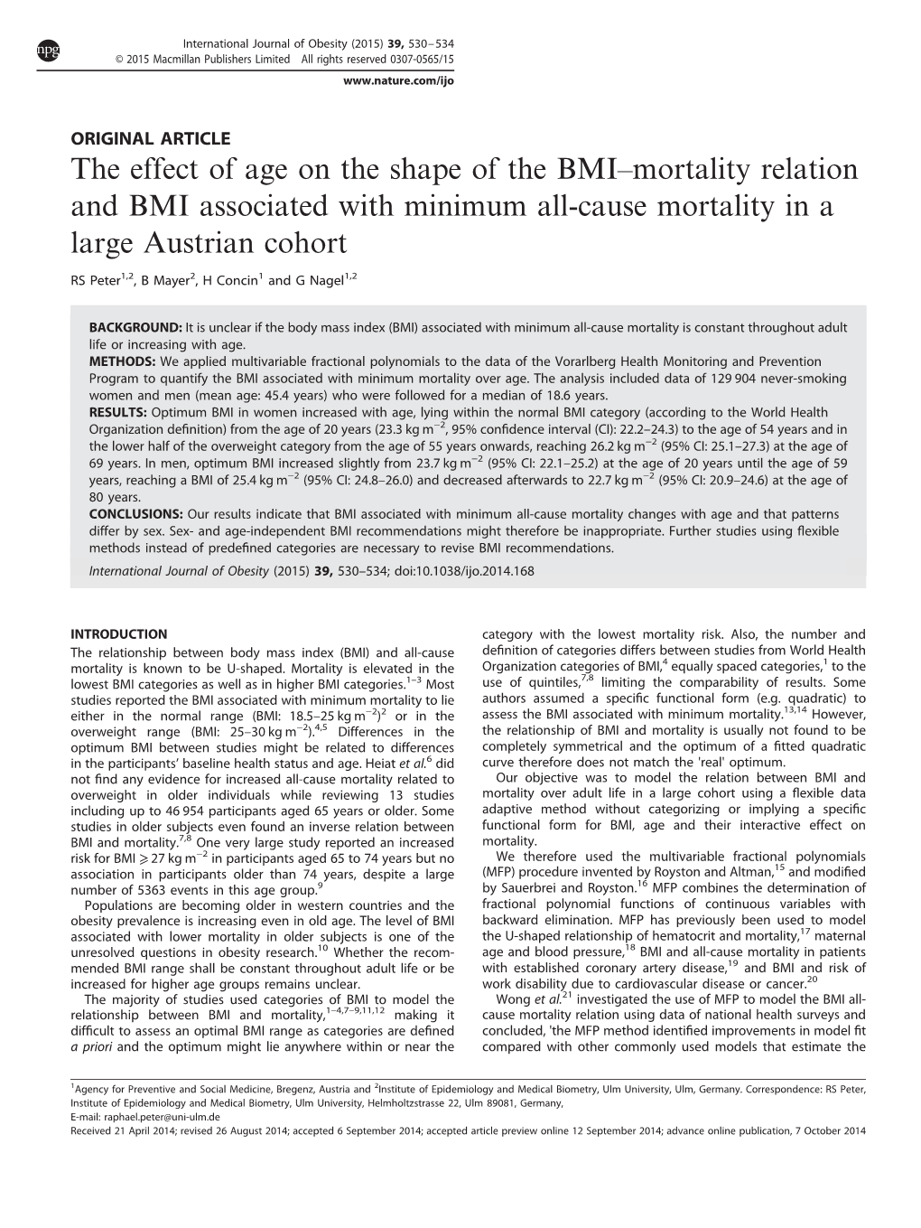 The Effect of Age on the Shape of the BMI-Mortality Relation And