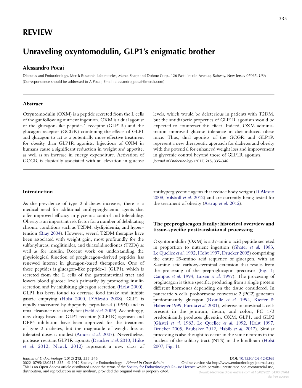 Downloaded from Bioscientifica.Com at 10/02/2021 04:00:09AM Via Free Access 336 a POCAI