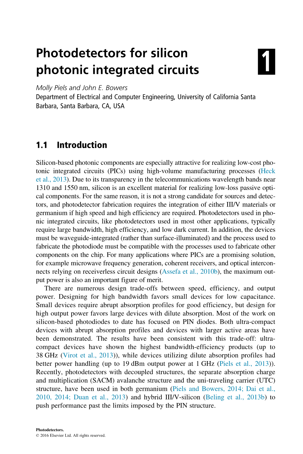 1. Photodetectors for Silicon Photonic Integrated Circuits