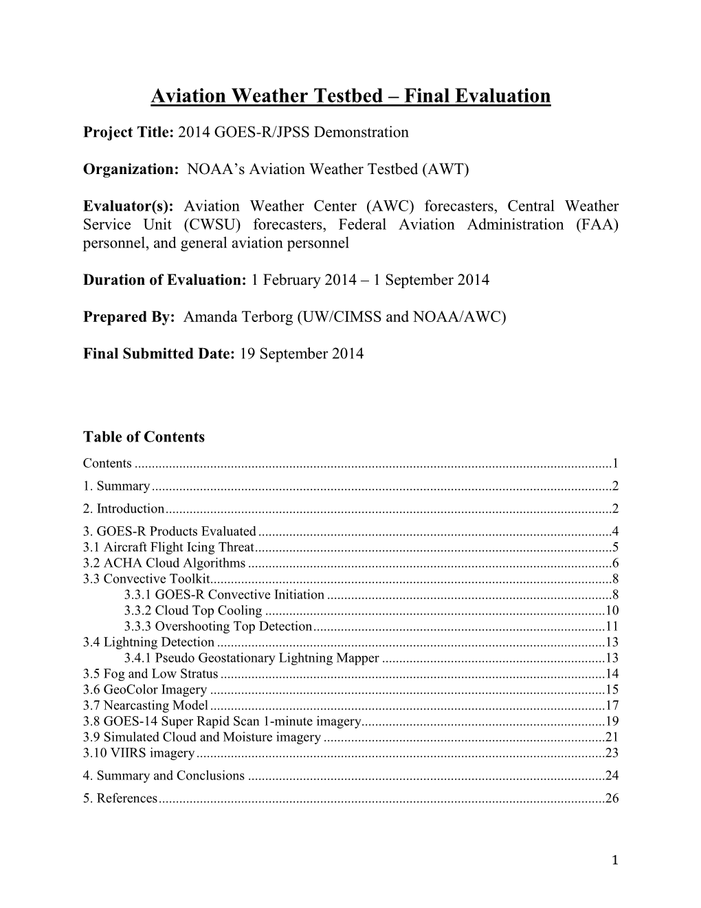 Aviation Weather Testbed – Final Evaluation