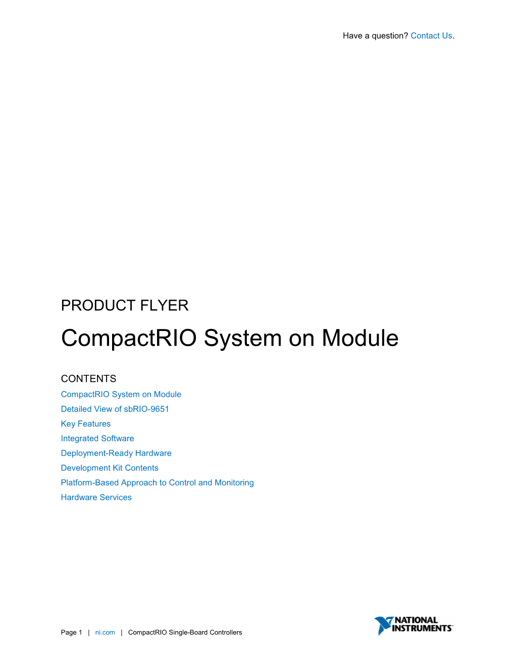 Compactrio System on Module Product Flyer