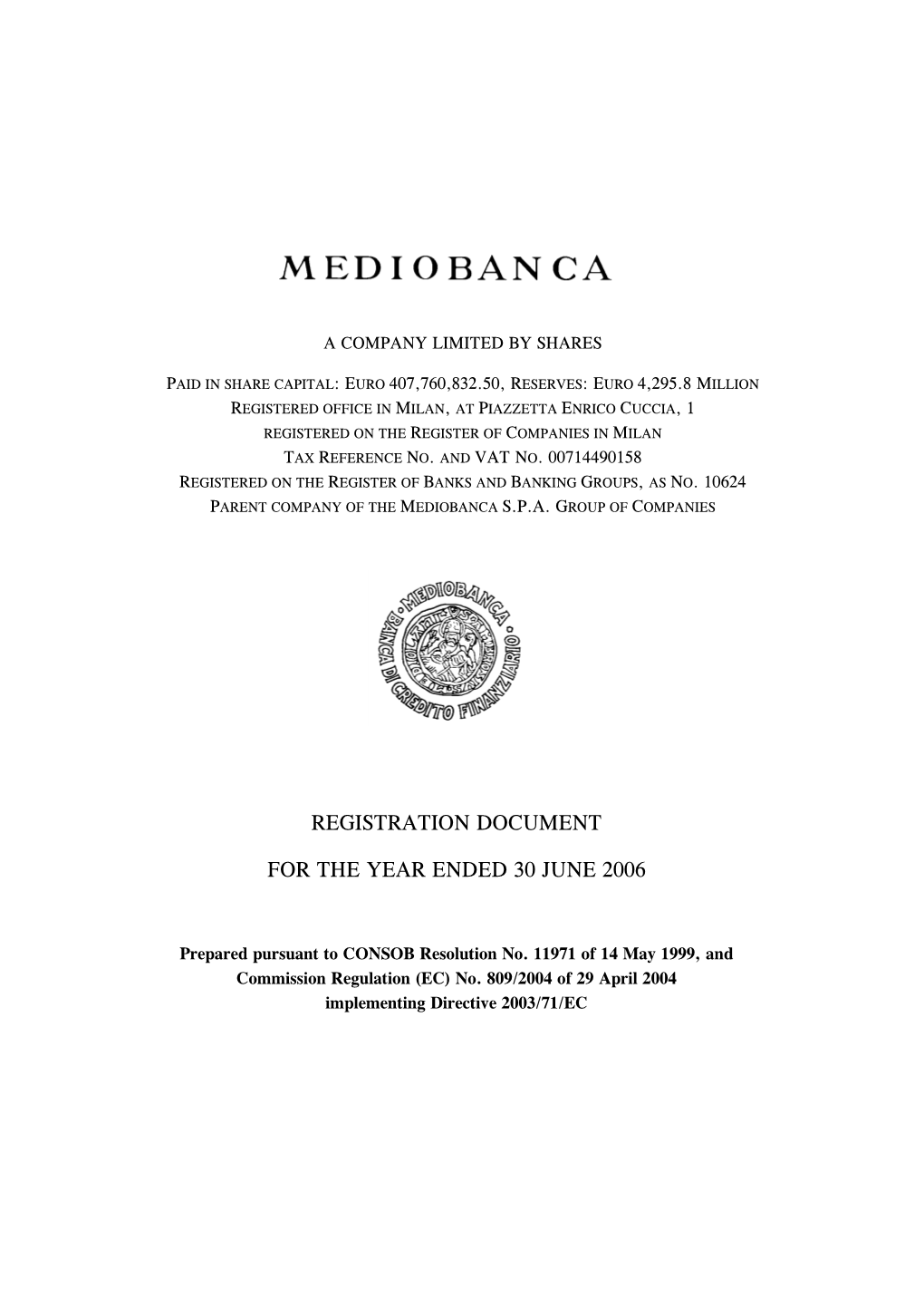 Mediobanca S.P.A