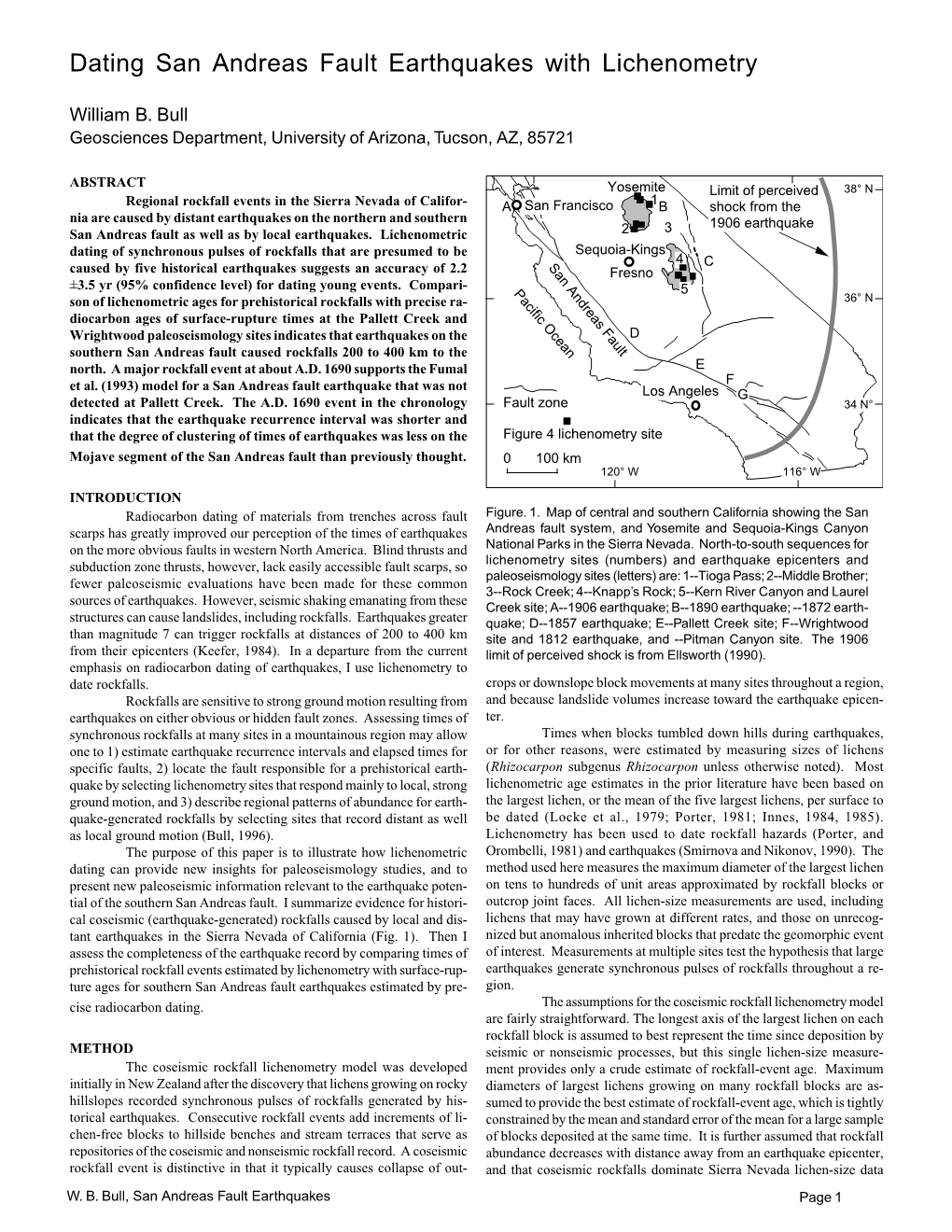 Dating San Andreas Fault Earthquakes with Lichenometry