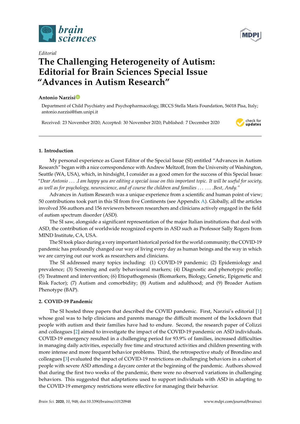 Advances in Autism Research”