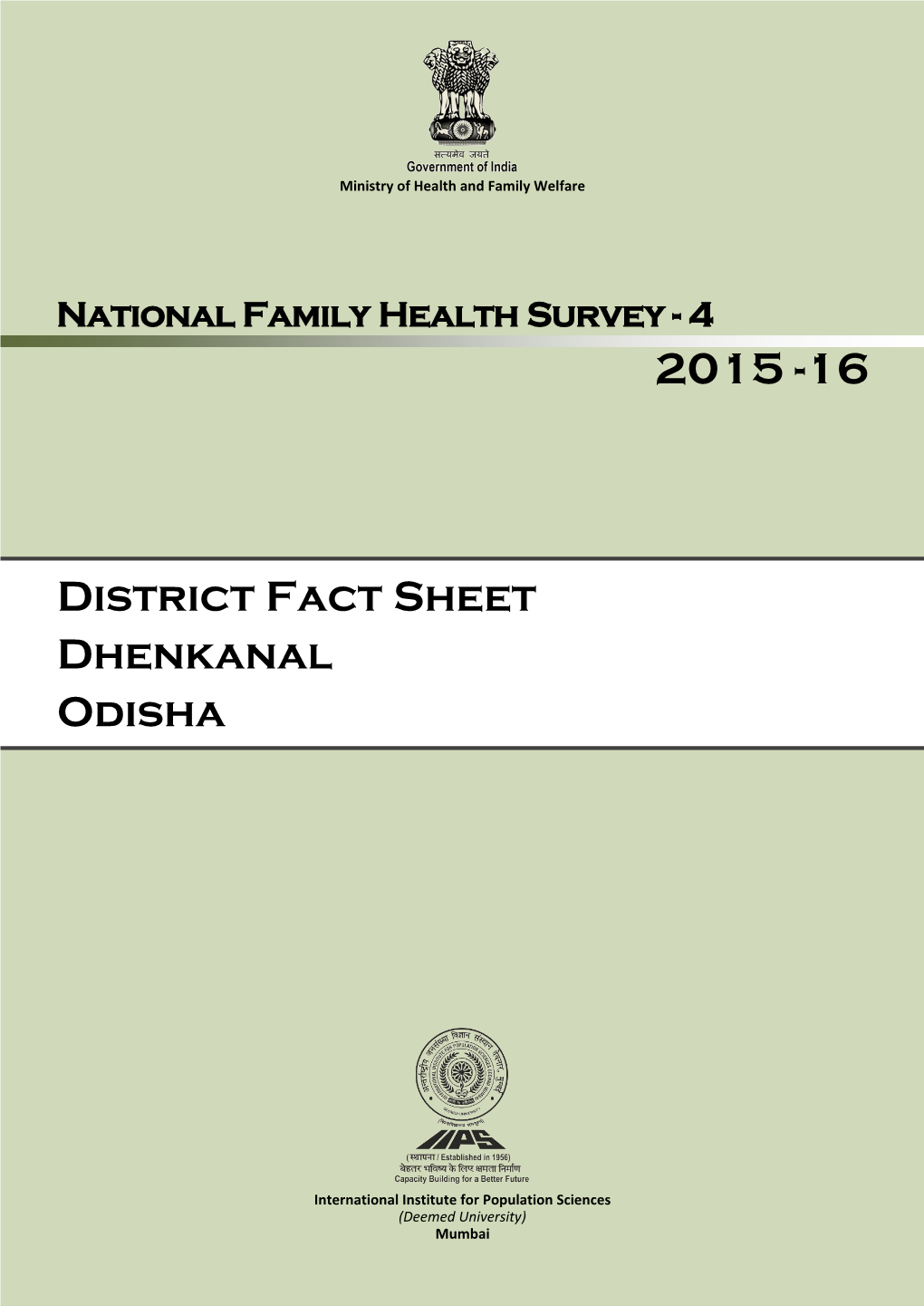 District Fact Sheet Dhenkanal Odisha