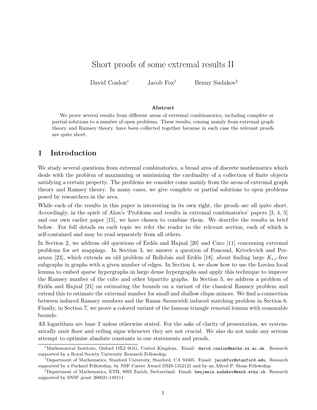 Short Proofs of Some Extremal Results II