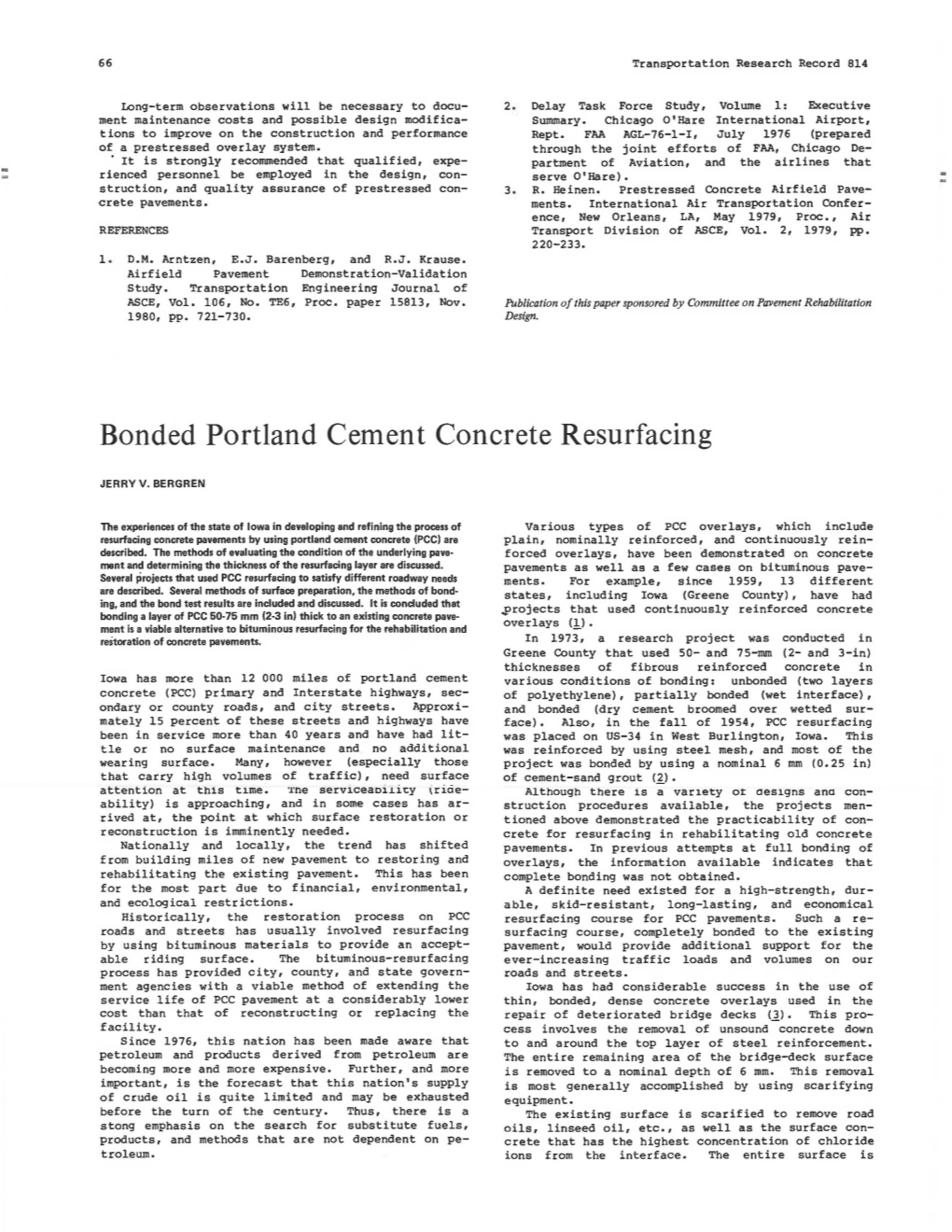 Bonded Portland Cement Concrete Resurfacing