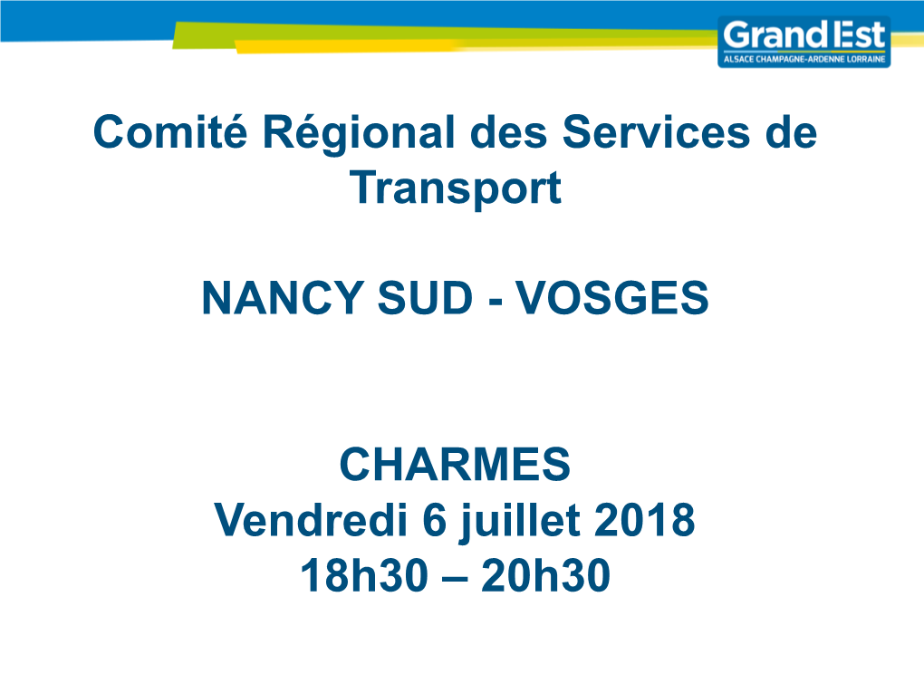 Comité Régional Des Services De Transport NANCY