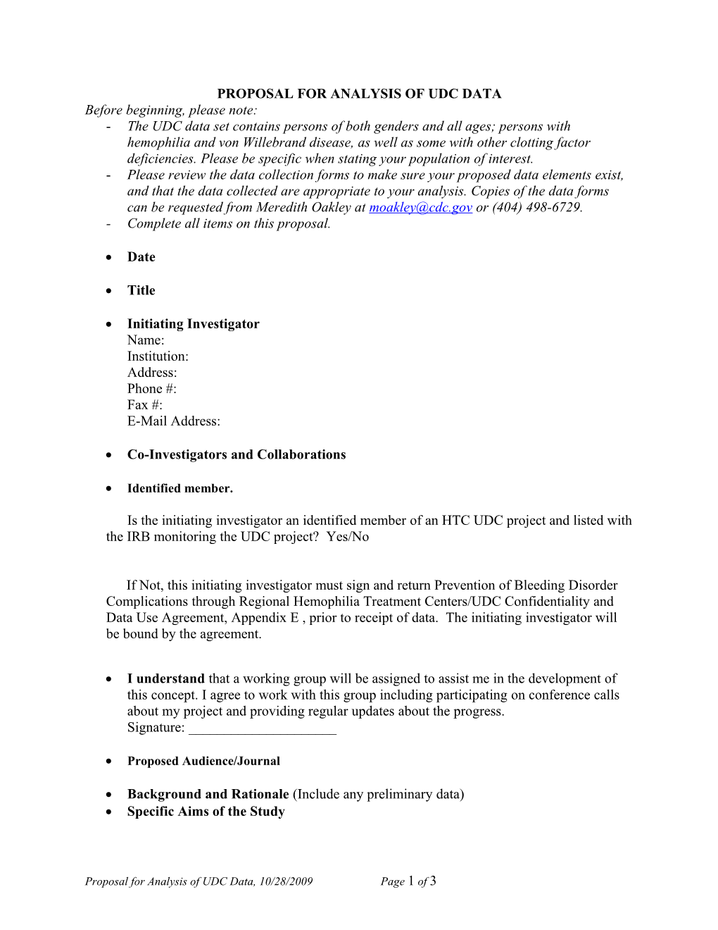 Proposal for Analysis of Udc Data