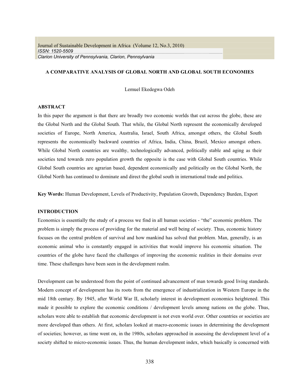 A Comparative Analysis of Global North and Global South Economies