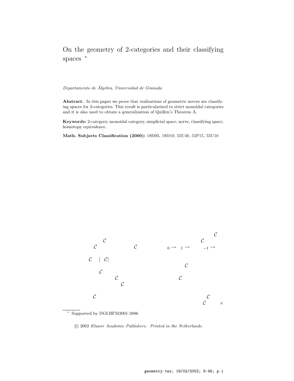 On the Geometry of 2-Categories and Their Classifying Spaces ∗