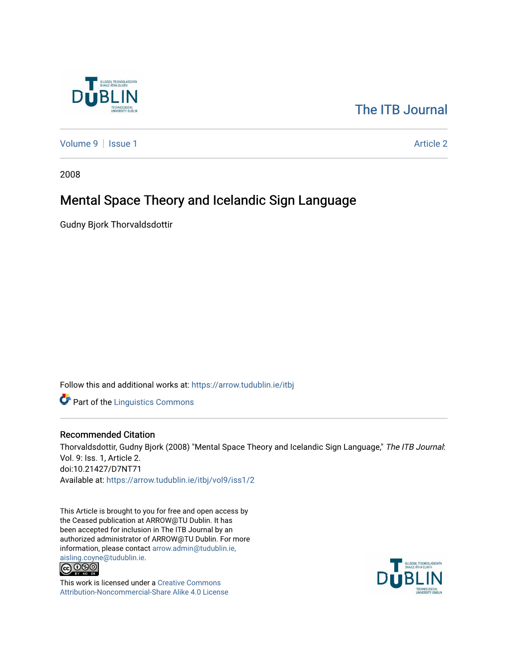 Mental Space Theory and Icelandic Sign Language