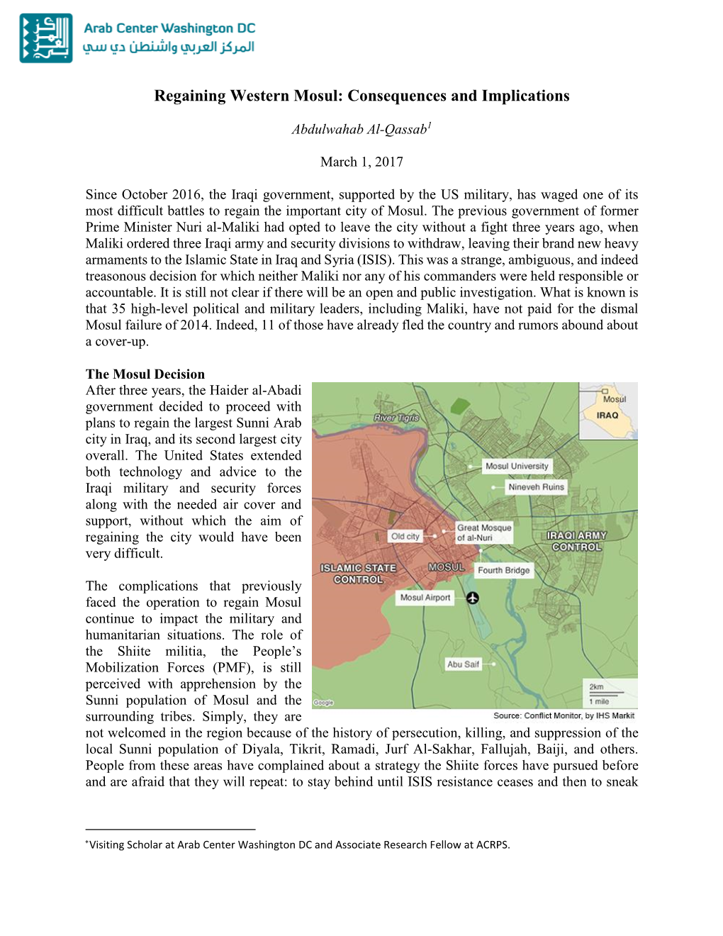 Regaining Western Mosul: Consequences and Implications