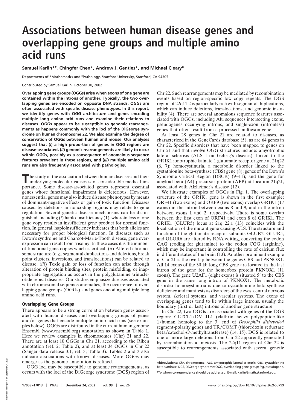 Associations Between Human Disease Genes and Overlapping Gene Groups and Multiple Amino Acid Runs