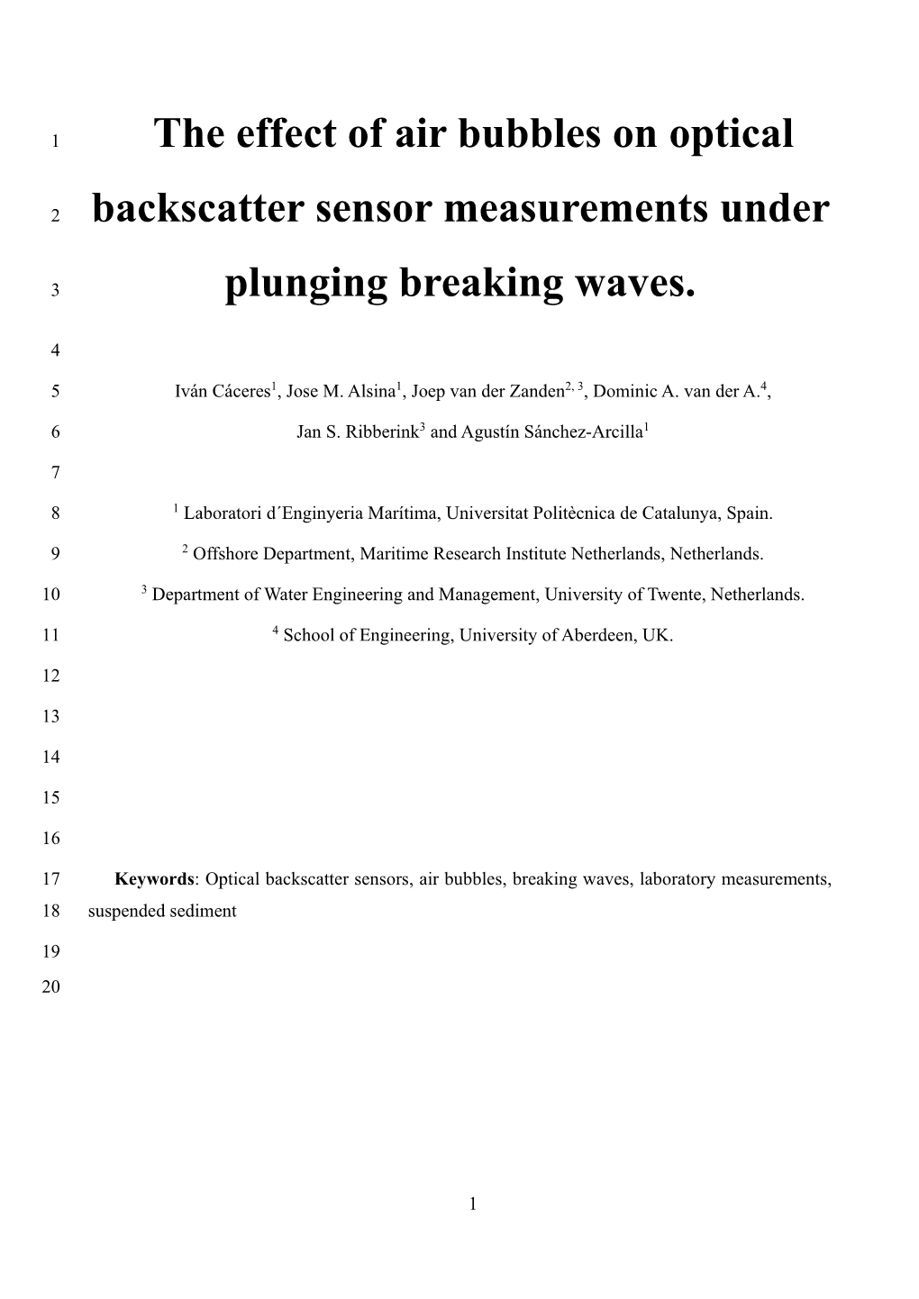 The Effect of Air Bubbles on Optical Backscatter Sensor Measurements