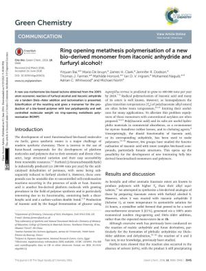 Ring Opening Metathesis Polymerisation of a New Bio-Derived