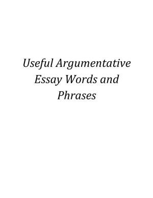Useful Argumentative Essay Words and Phrases