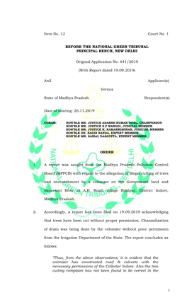 Item No. 12 Court No. 1 BEFORE the NATIONAL GREEN TRIBUNAL