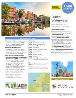 Dutch Waterways Featuring Floriade ~ Amsterdam to Antwerp