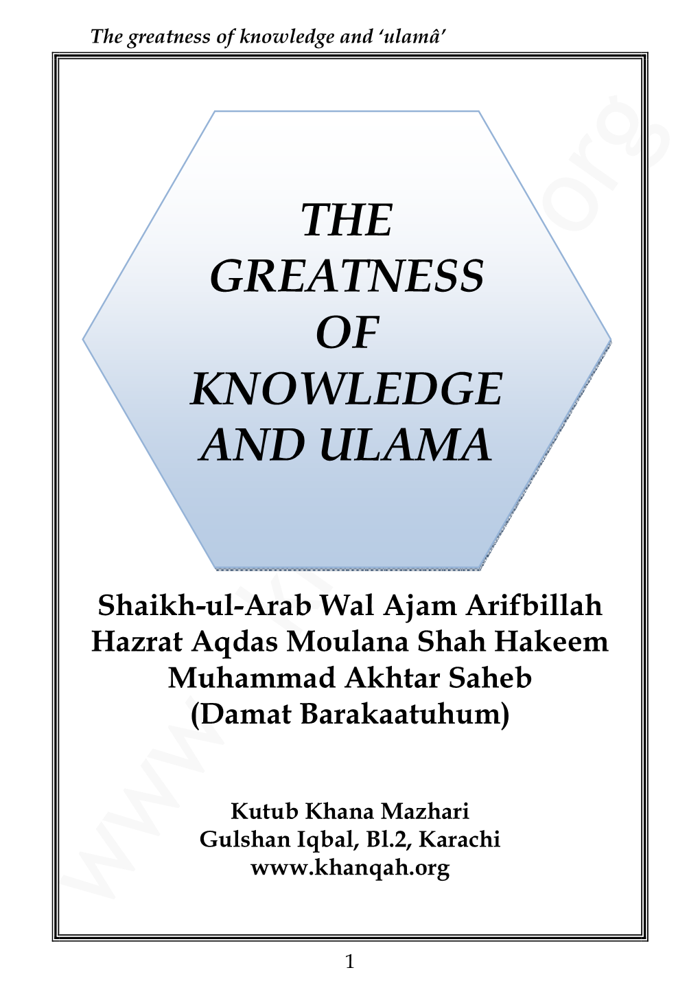 Greatness of Knowledge and Ulama.Pdf