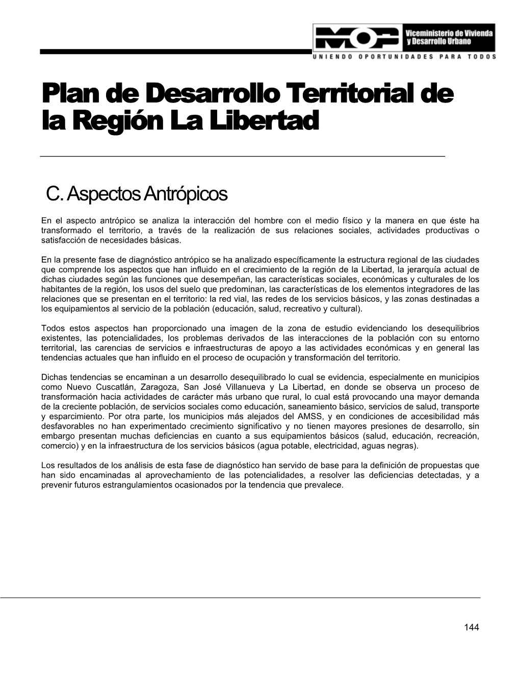 Plan De Desarrollo Territorial De La Región La Libertad