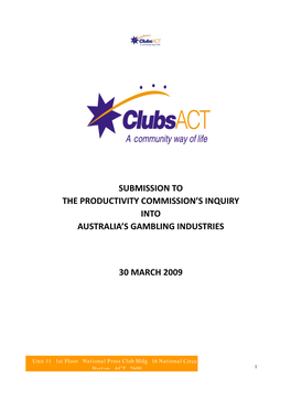 Submission to the Productivity Commission's