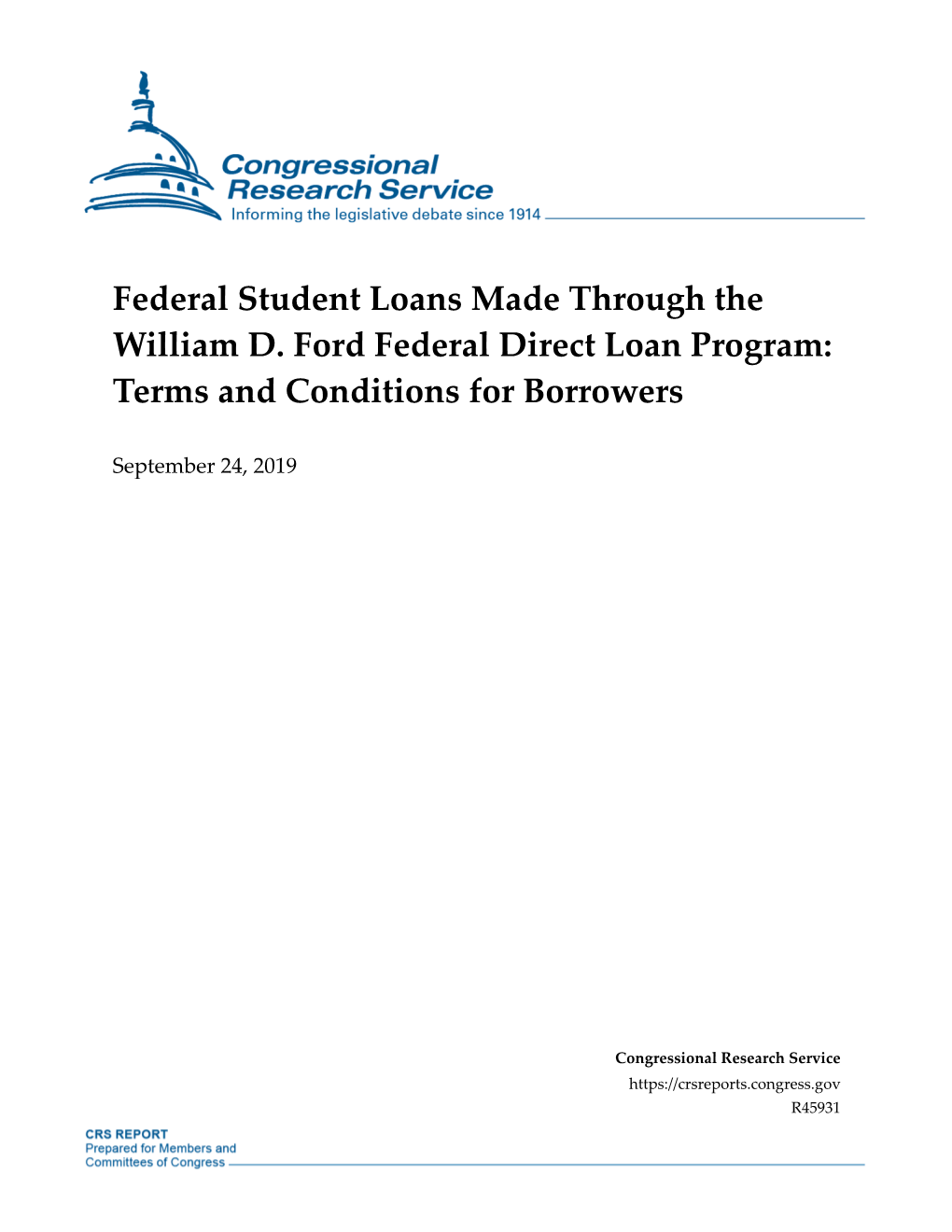 William D. Ford Federal Direct Loan Program: Terms and Conditions for Borrowers