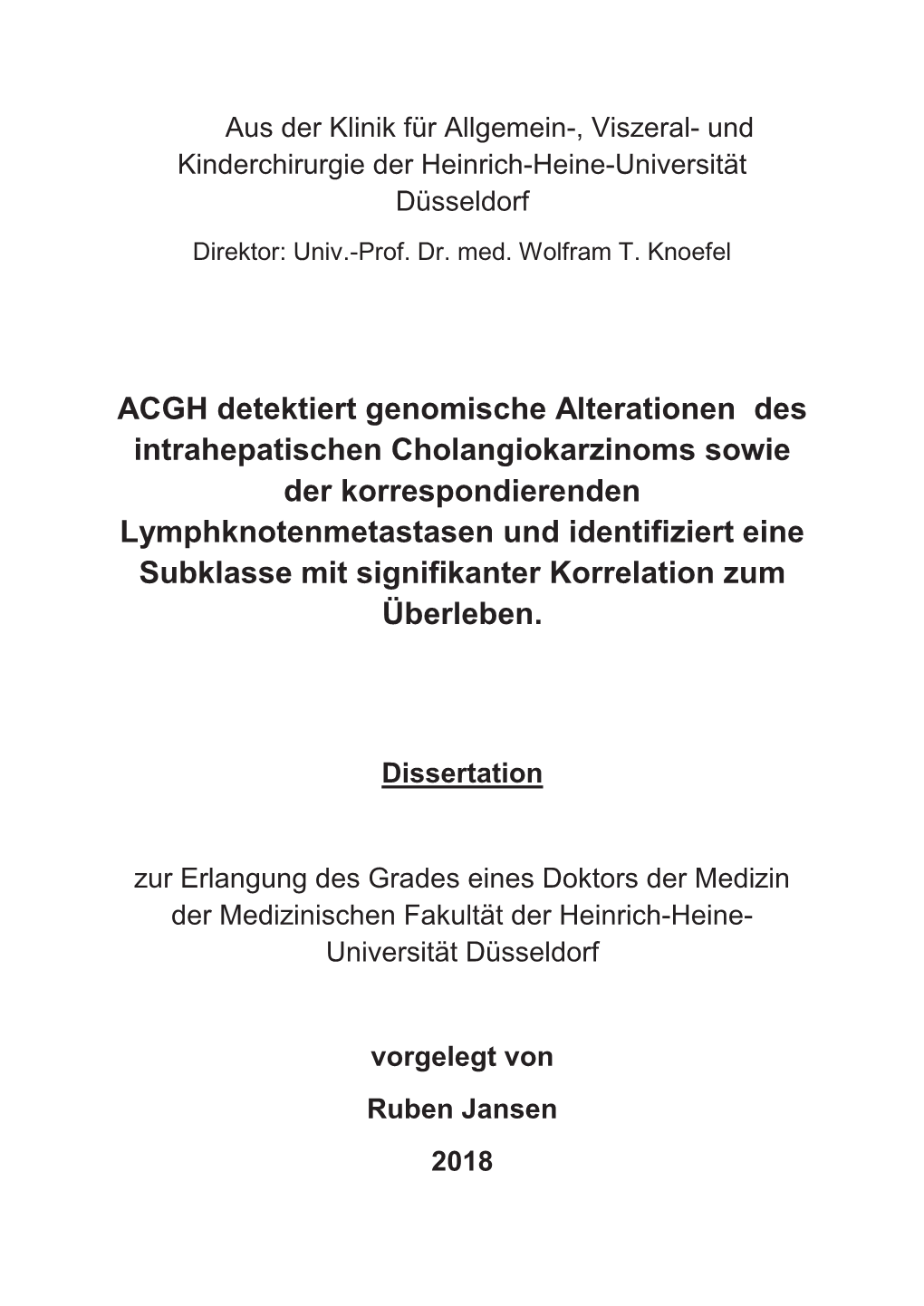 ACGH Detektiert Genomische Alterationen Des Intrahepatischen