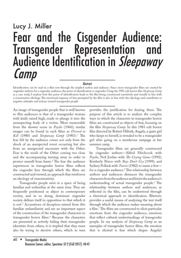 Fear and the Cisgender Audience: Transgender Representation And