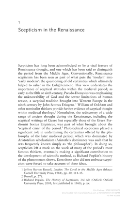 Downloaded from Manchesterhive.Com at 10/01/2021 01:47:02AM Via Free Access Scepticism in the Renaissance 11