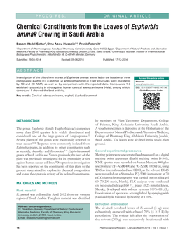 Chemical Constituents from the Leaves of Euphorbia Ammak Growing in Saudi Arabia