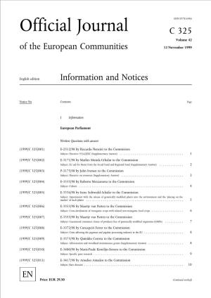 Official Journal C 325 Volume 42 of the European Communities 12 November 1999