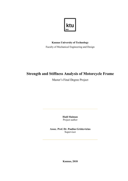 Strength and Stiffness Analysis of Motorcycle Frame Master’S Final Degree Project