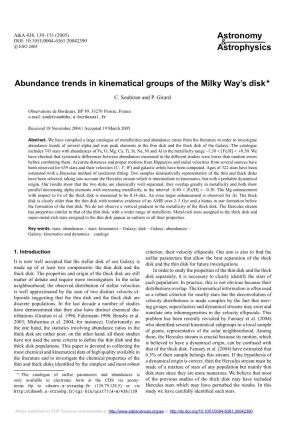 Abundance Trends in Kinematical Groups of the Milky Way\'S Disk
