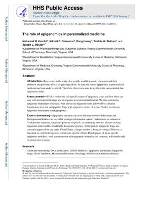 The Role of Epigenomics in Personalized Medicine
