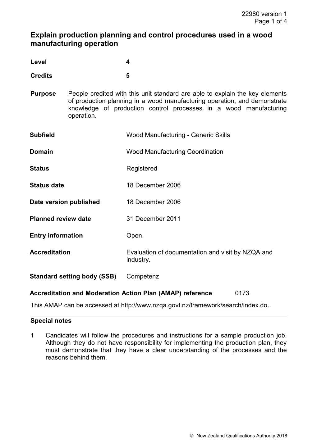 22980 Explain Production Planning and Control Procedures Used in a Wood Manufacturing Operation